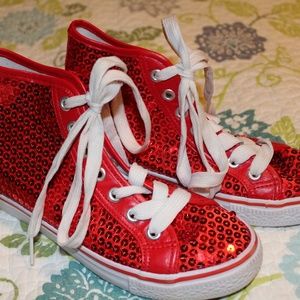 Balera Red Sequin Shoes Sz 3